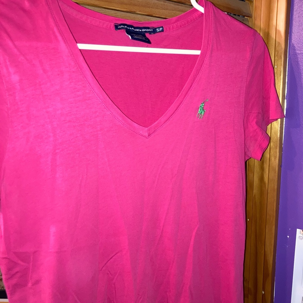 Ralph Lauren v-neck hot pink tee
